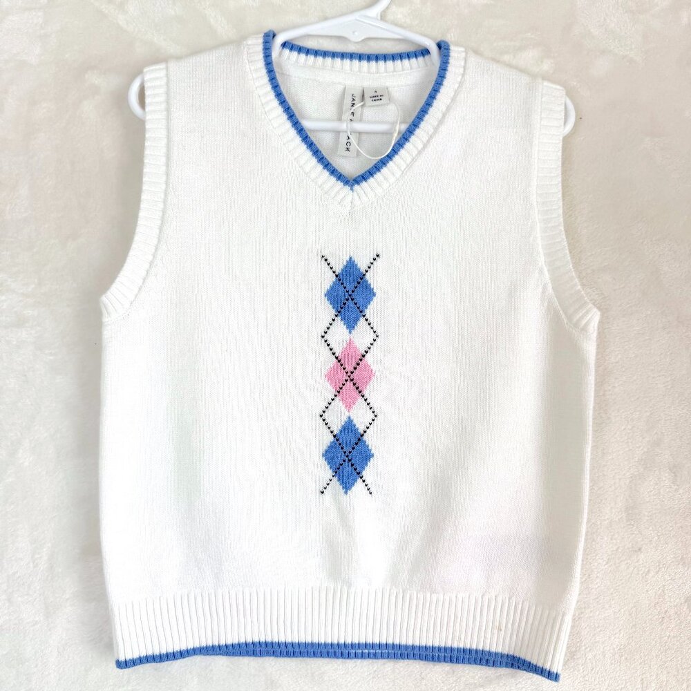 NEW JANIE AND JACK Toddler Argyle Preppy Classic Cotton Knit Sweater Vest US 4